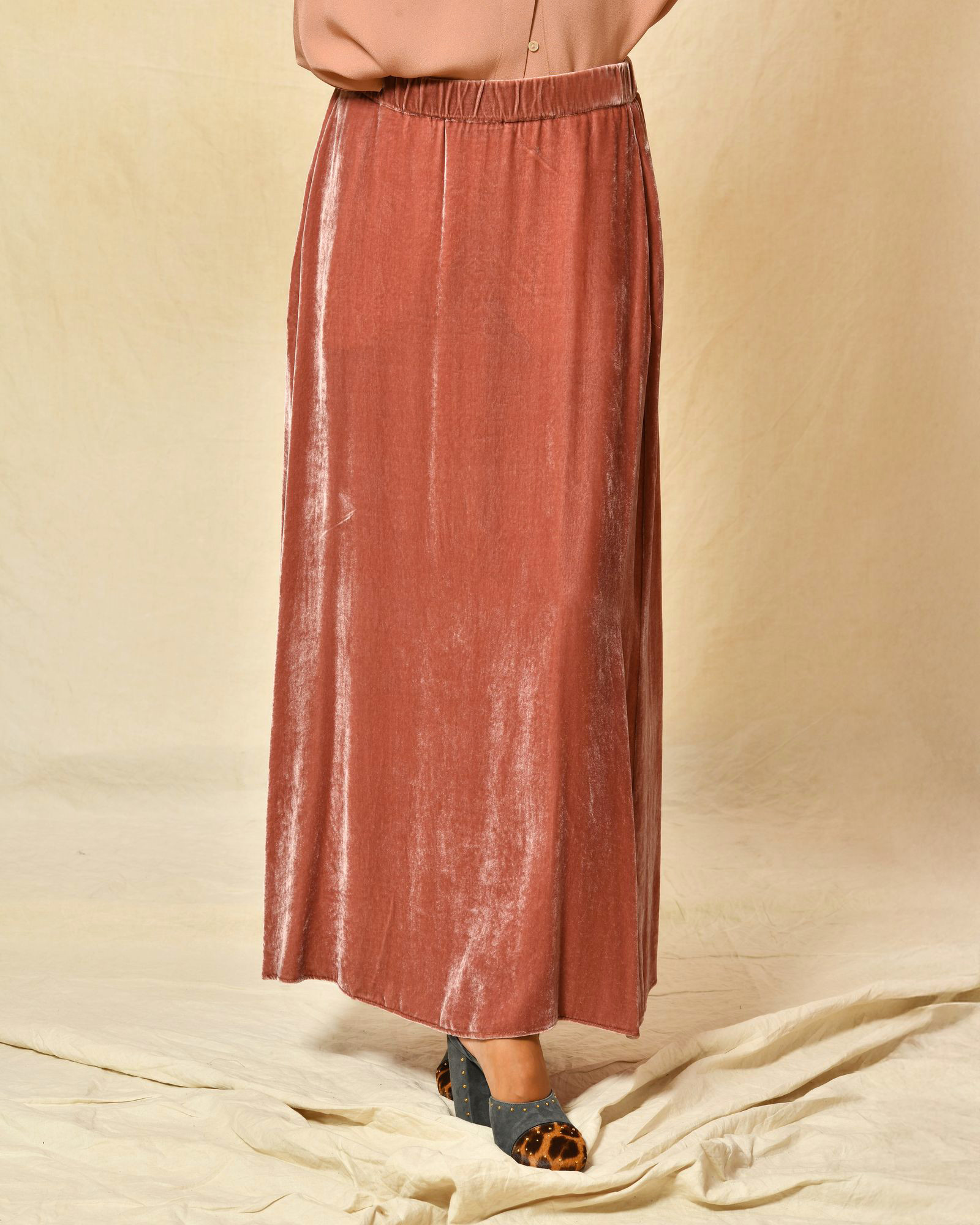 Jupe en viscose et soie effet velours Diega