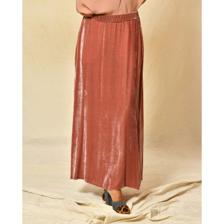 Jupe en viscose et soie effet velours Diega