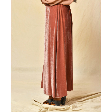 Jupe en viscose et soie effet velours Diega