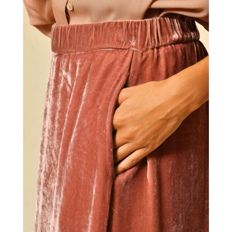 Jupe en viscose et soie effet velours Diega