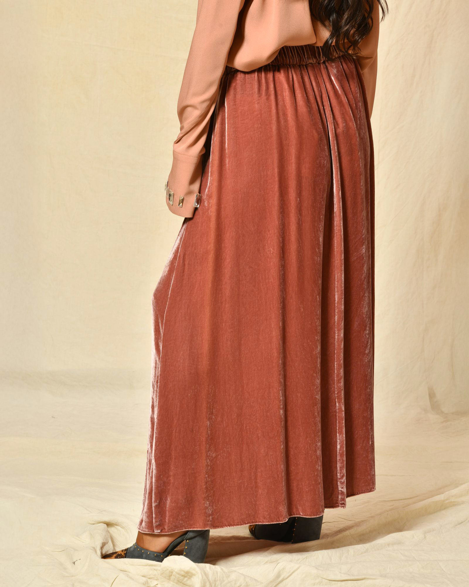 Jupe en viscose et soie effet velours Diega