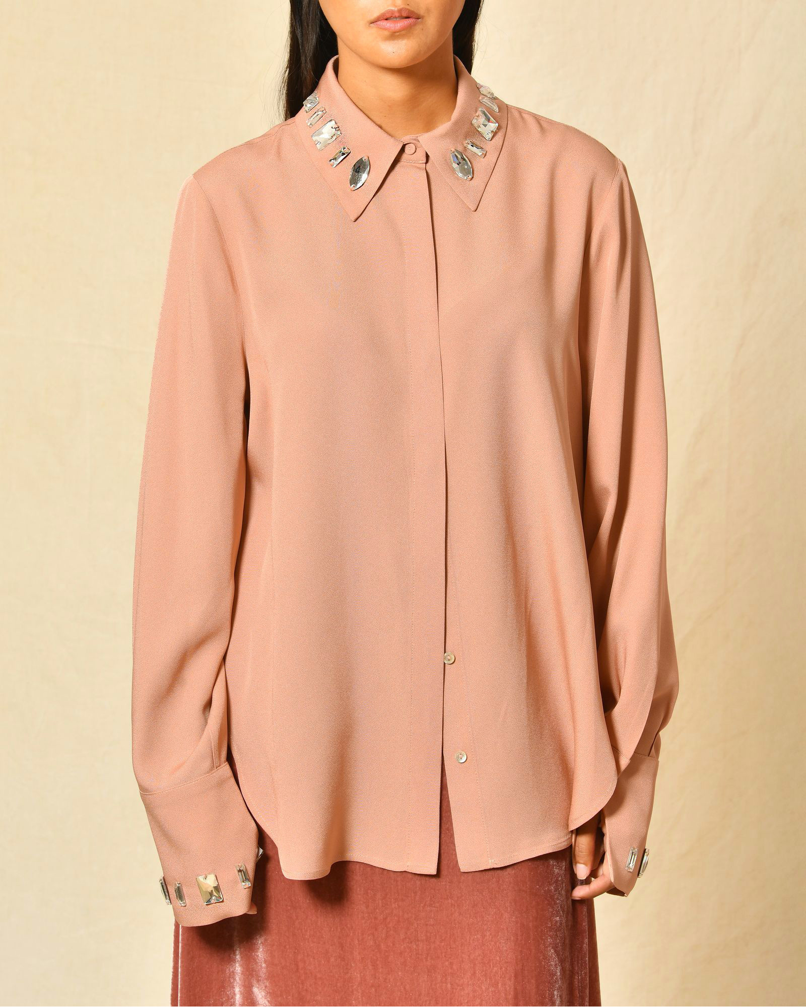 Chemisier vieux rose à cristaux Sfizio