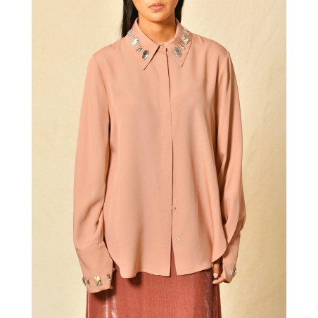 Chemisier vieux rose à cristaux Sfizio