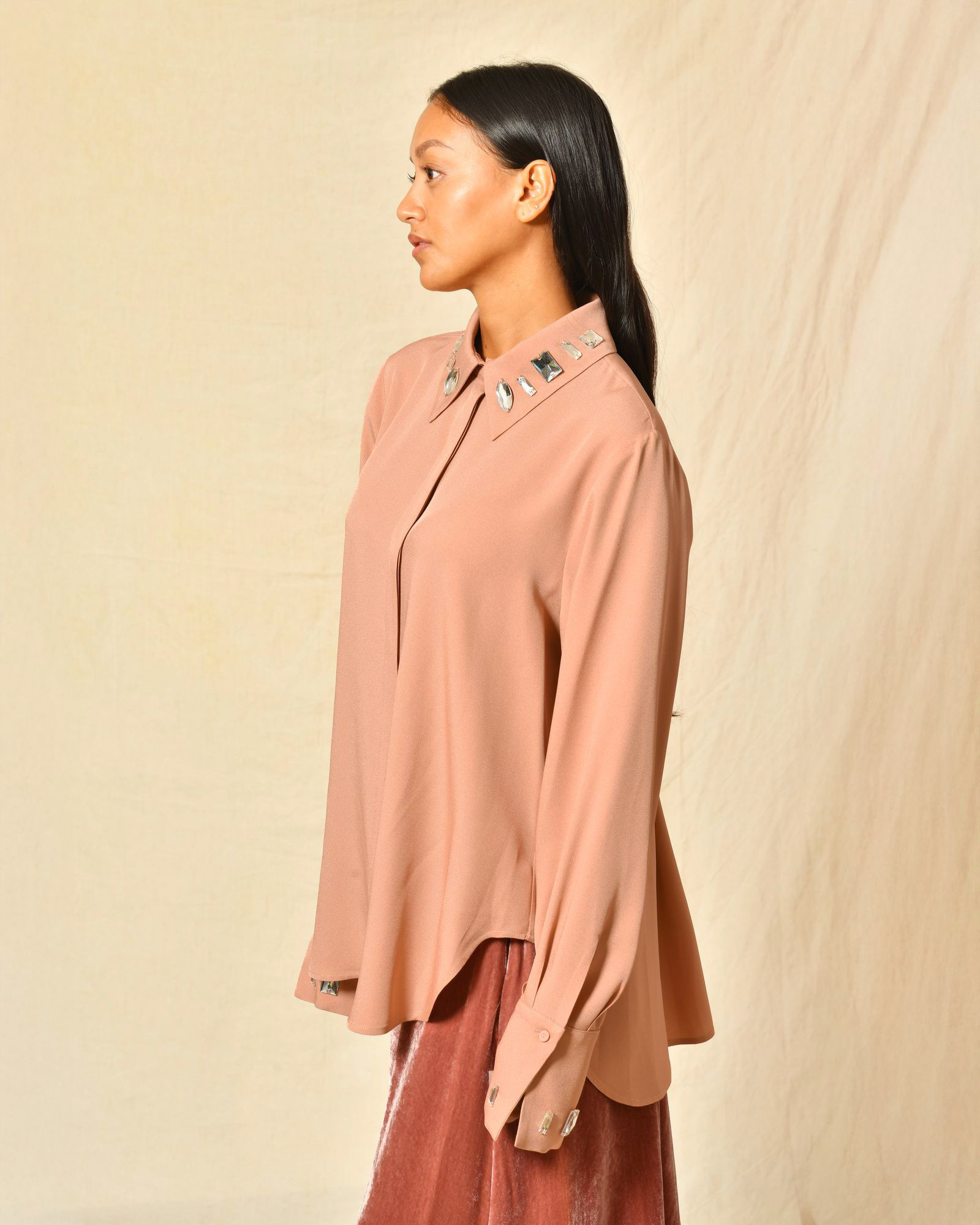 Chemisier vieux rose à cristaux Sfizio