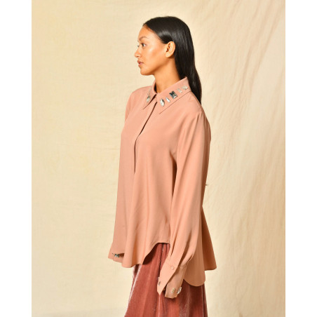 Chemisier vieux rose à cristaux Sfizio