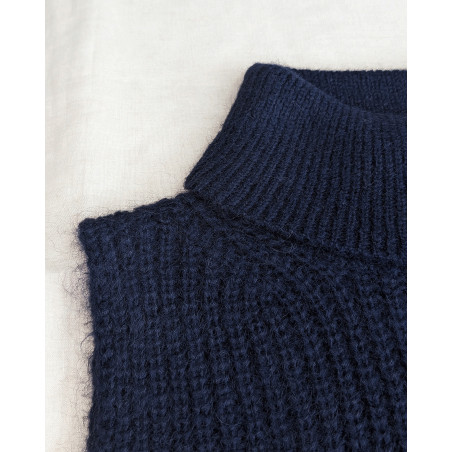 Echarpe col en laine et mohair bleu Bella Jones