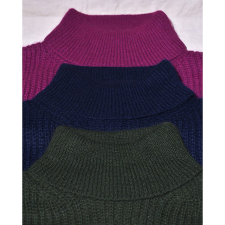 Echarpe col en laine et mohair bleu Bella Jones