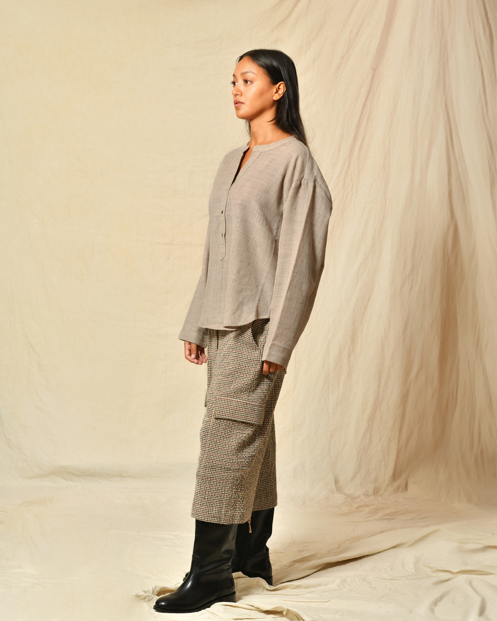 Tunique en laine taupe Diega