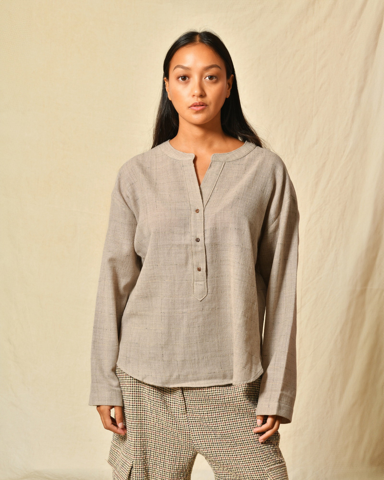 Tunique en laine taupe Diega