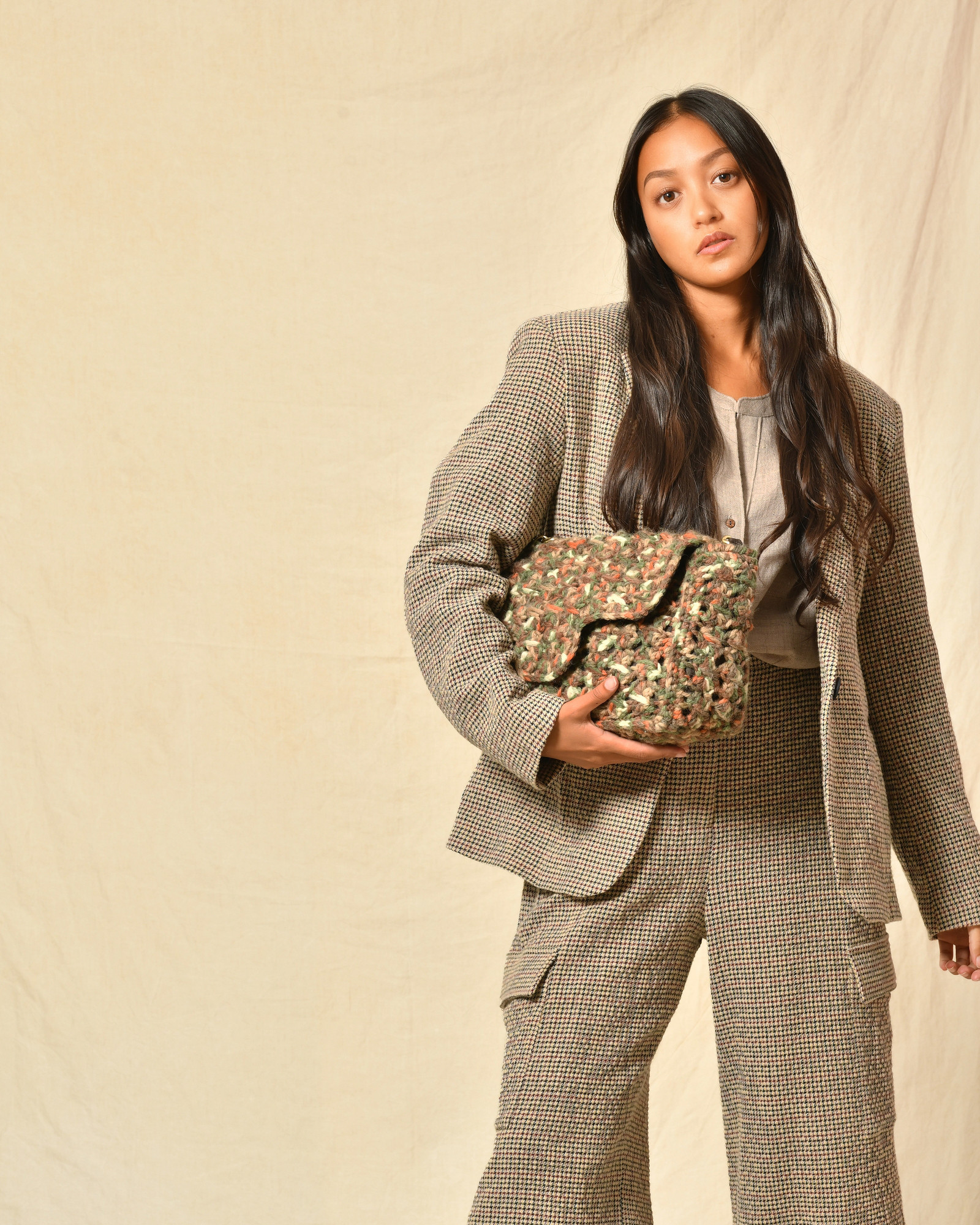 Tunique en laine taupe Diega