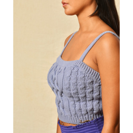 Crop top en coton violet Elisabetta Franchi