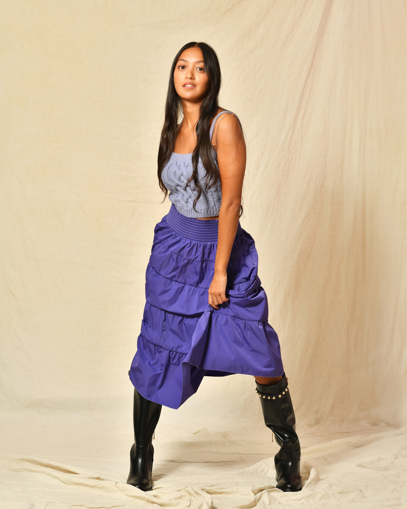 Crop top en coton violet Elisabetta Franchi