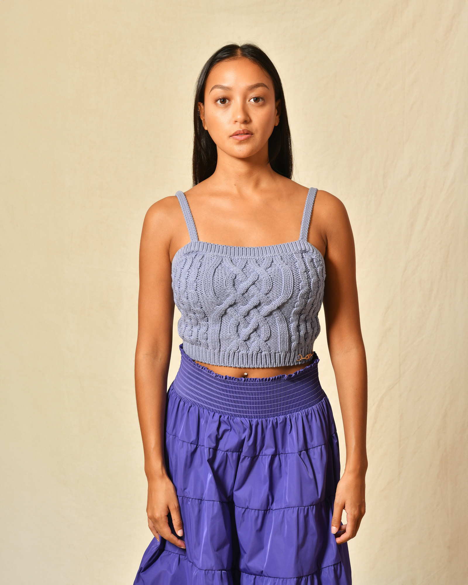 Crop top en coton violet Elisabetta Franchi