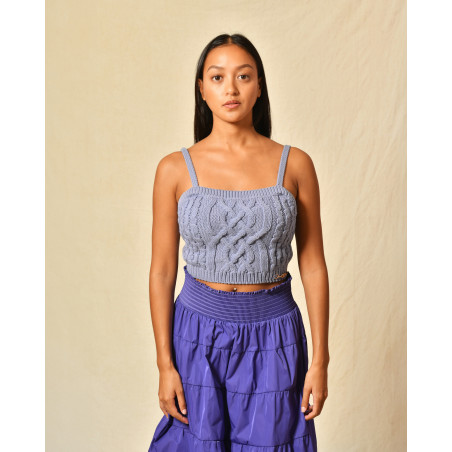Crop top en coton violet Elisabetta Franchi