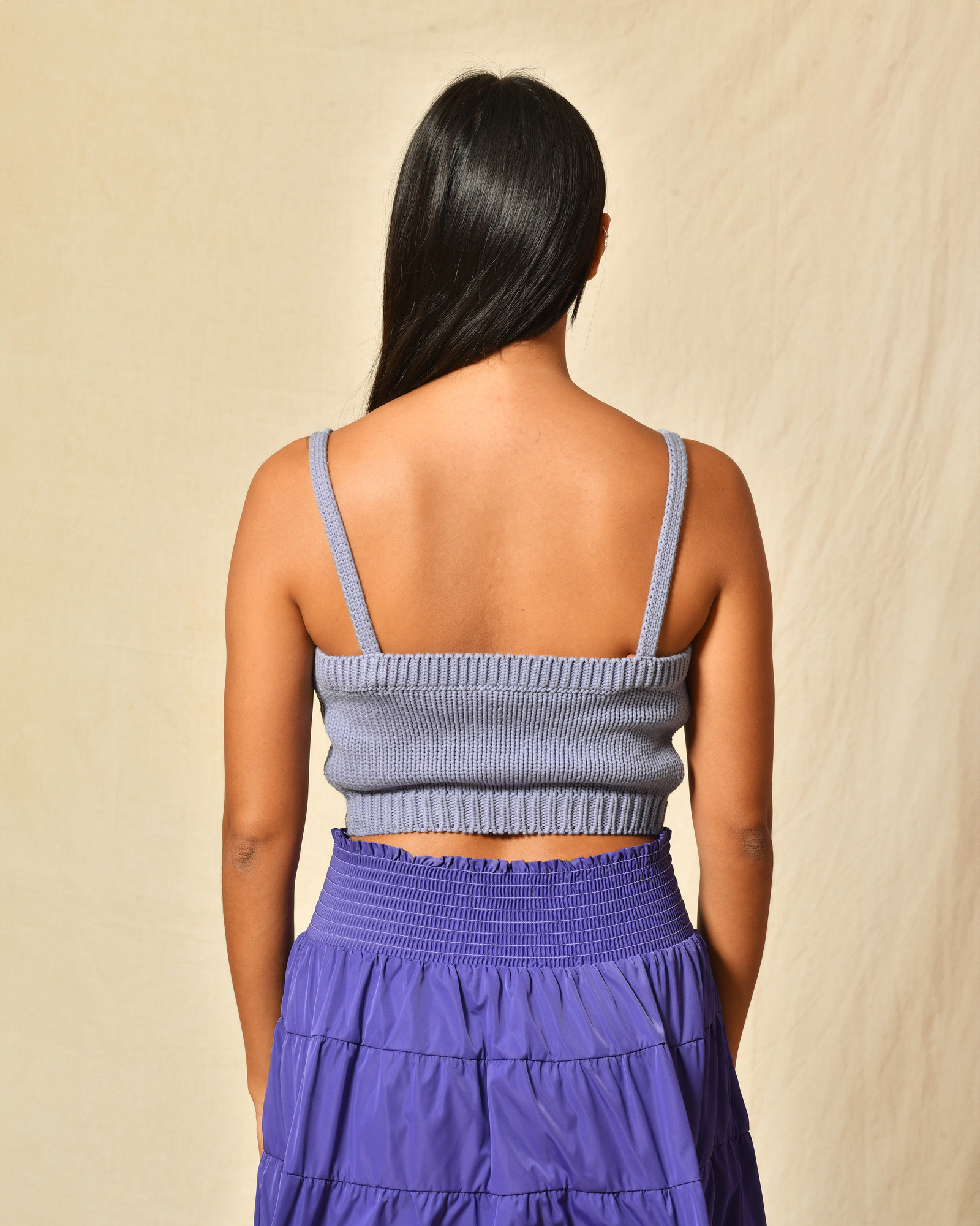 Crop top en coton violet Elisabetta Franchi