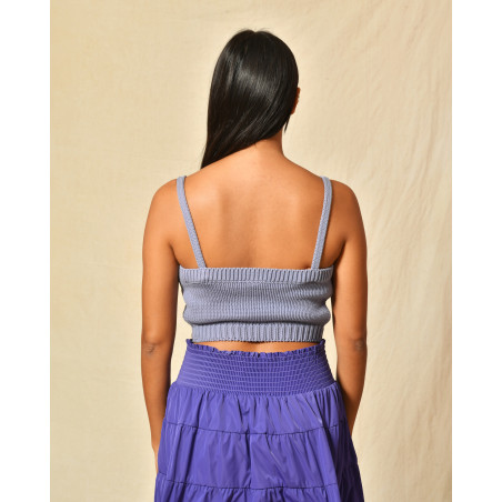 Crop top en coton violet Elisabetta Franchi