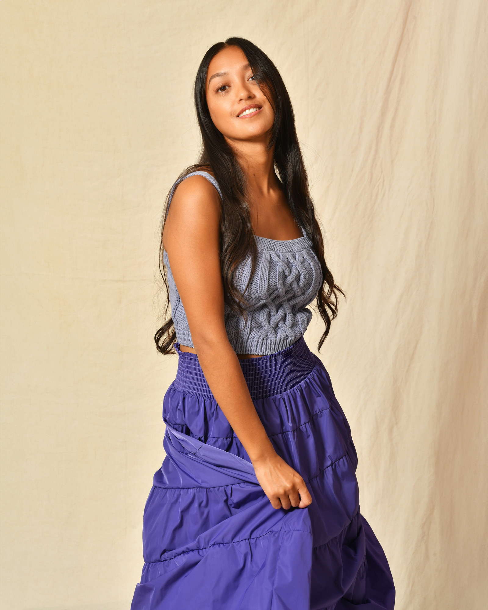 Crop top en coton violet Elisabetta Franchi