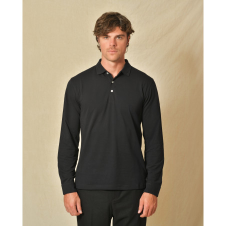 Polo manches longues en coton noir Outfit