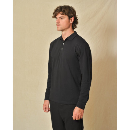 Polo manches longues en coton noir Outfit