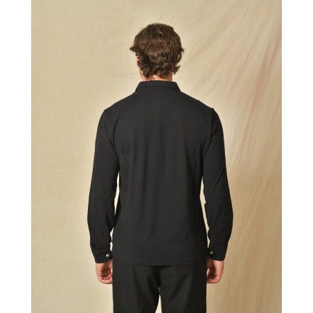 Polo manches longues en coton noir Outfit