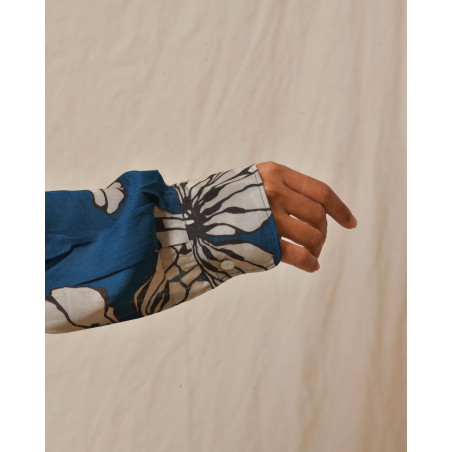 Blouse fluide en viscose bleu à motifs Diega