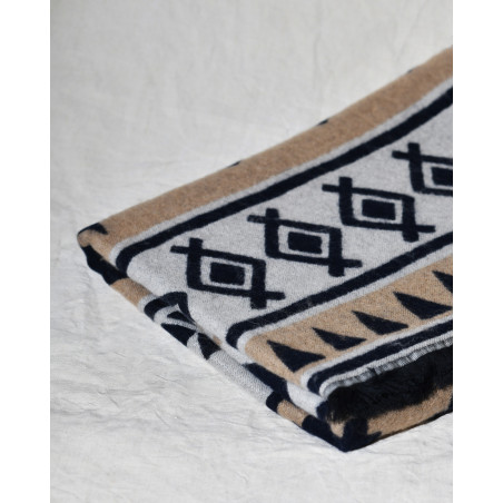 Echarpe en laine noire à motifs Lorena Antoniazzi