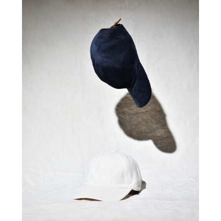 Casquette en velours cotelé bleu Lorena Antoniazzi