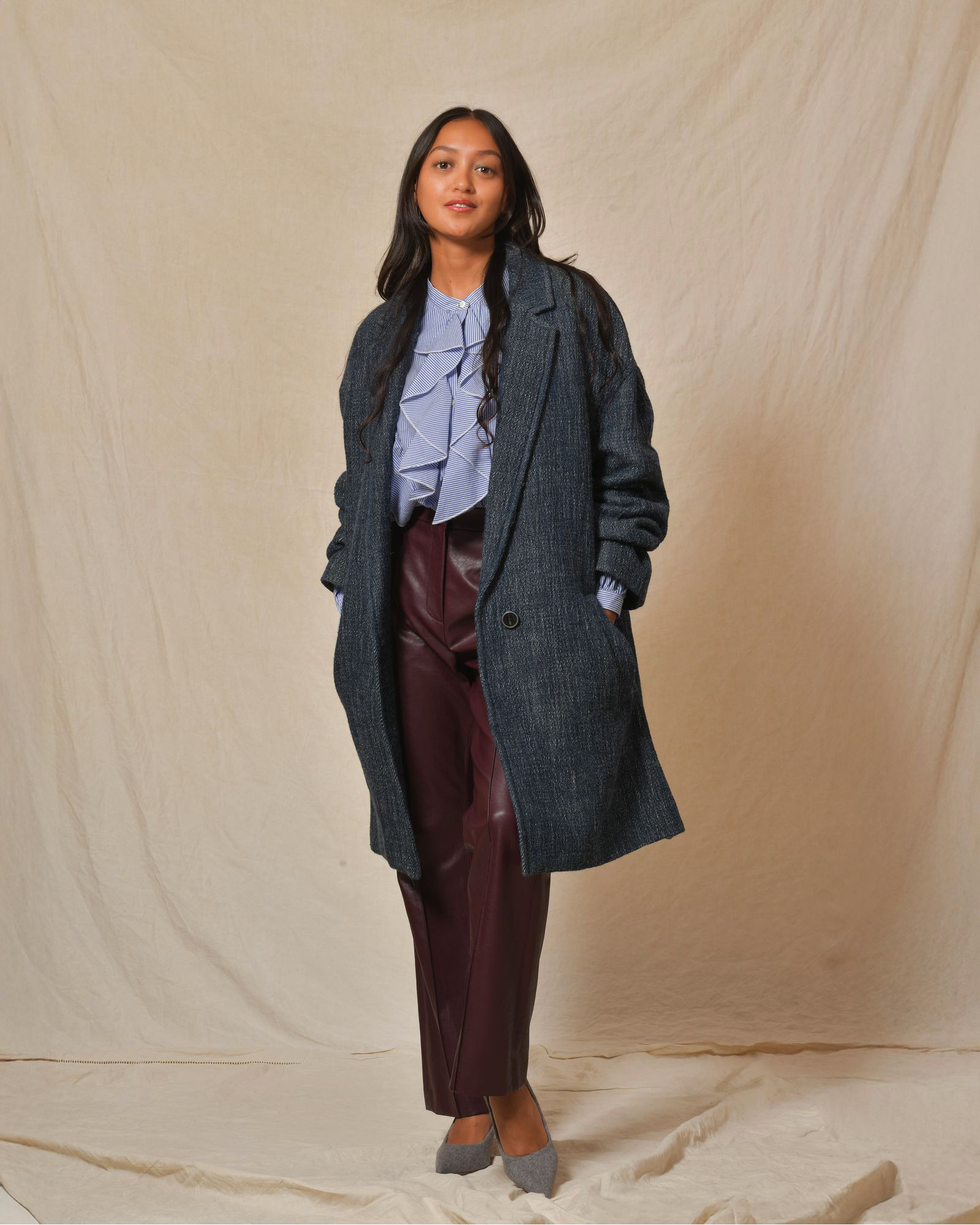 Pantalon en imitation cuir violet Béatrice B