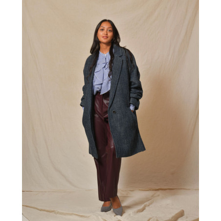 Pantalon en imitation cuir violet Béatrice B