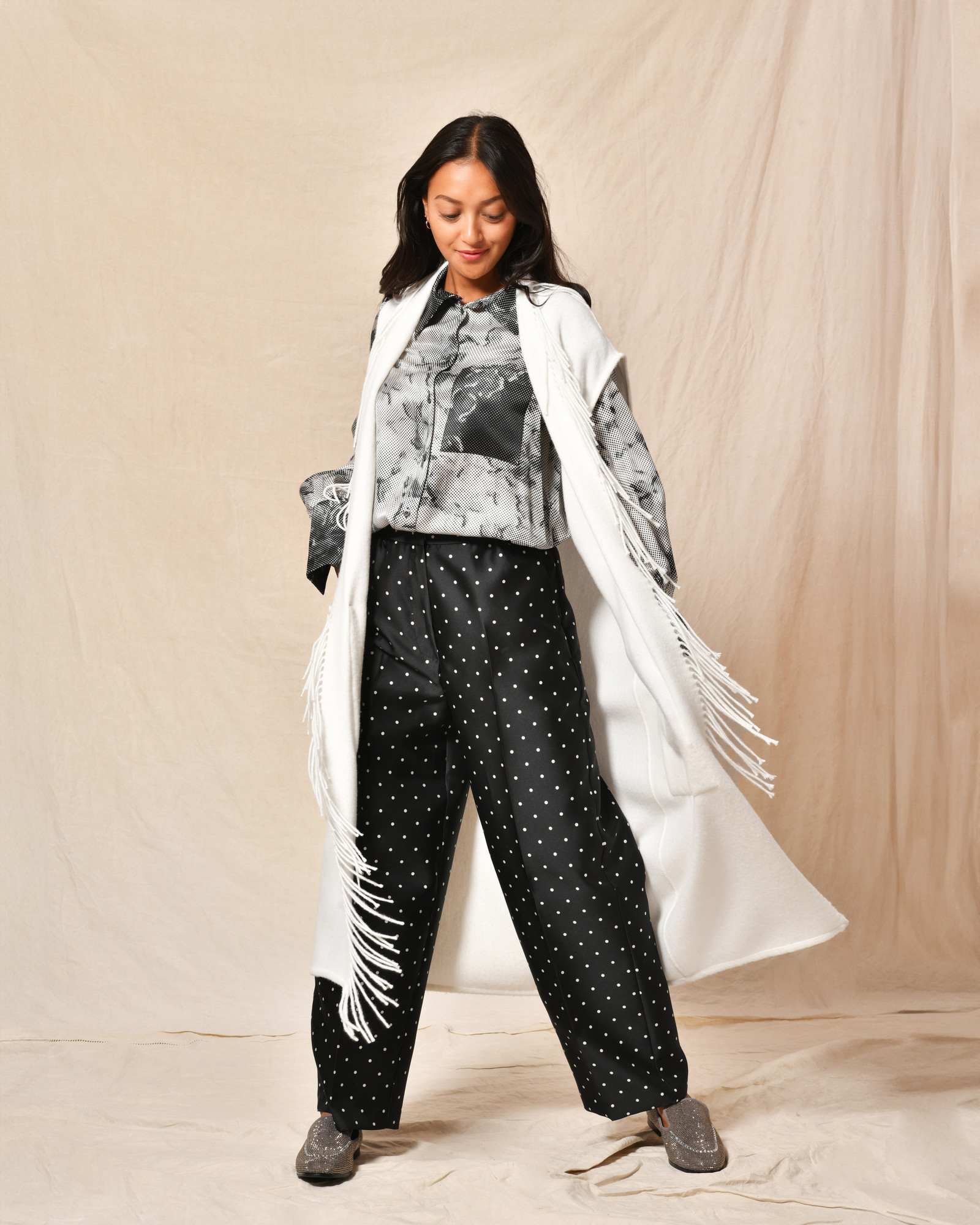 Gilet blanc à franges Clips