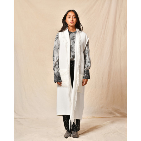 Gilet blanc à franges Clips