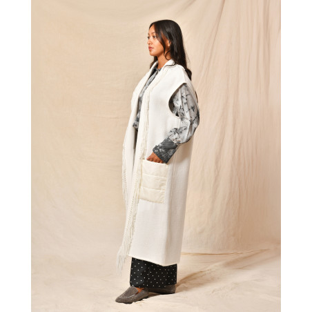 Gilet blanc à franges Clips