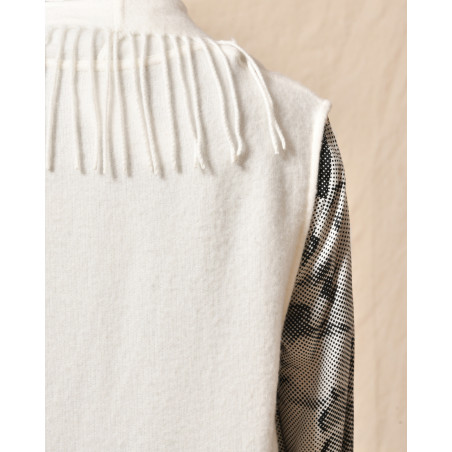 Gilet blanc à franges Clips