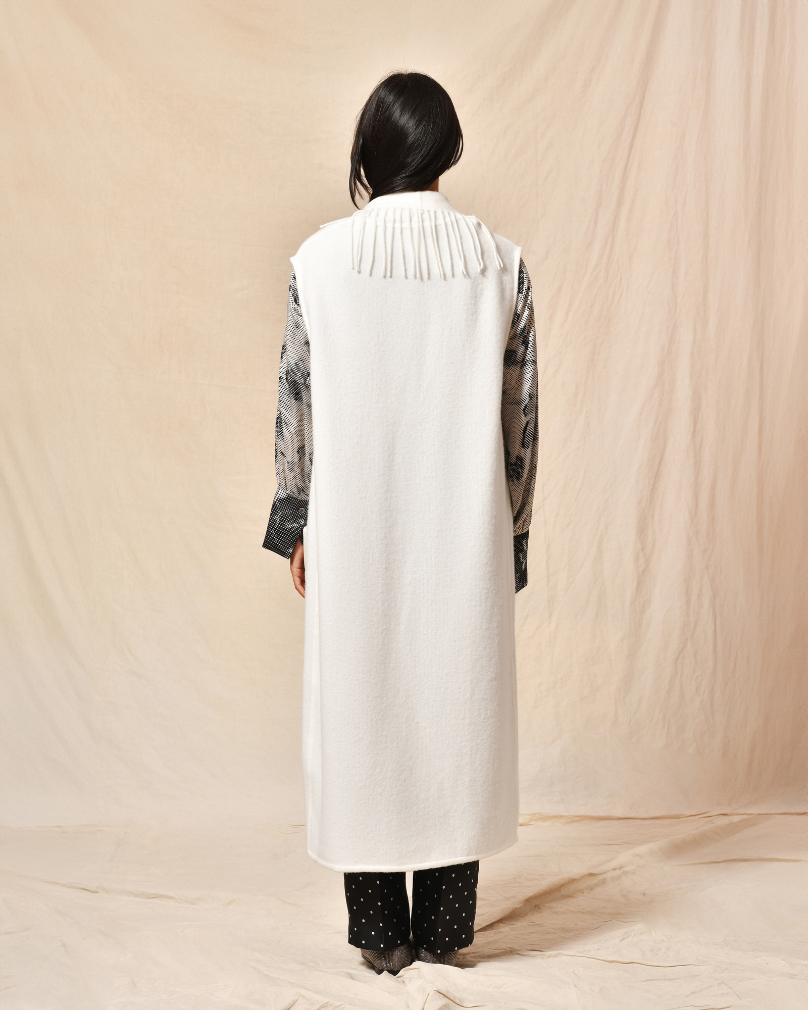 Gilet blanc à franges Clips