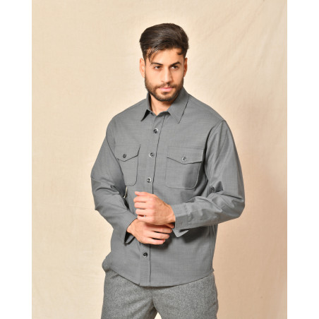 Chemise en laine grise Cruna
