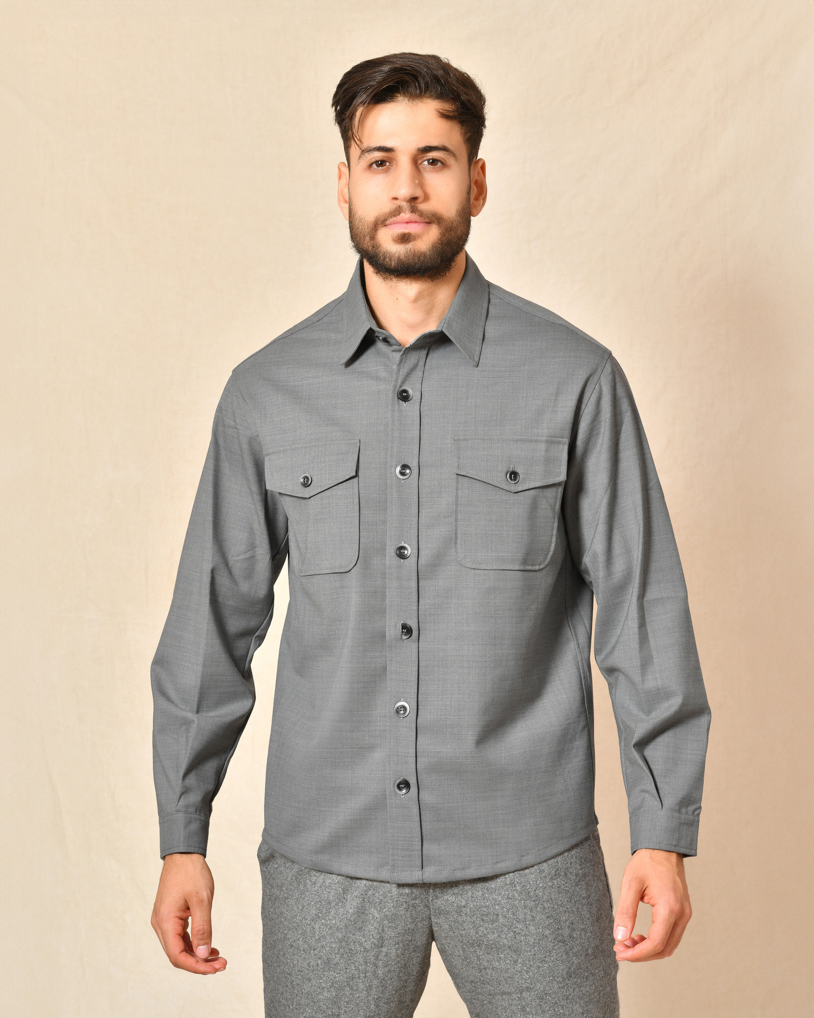 Chemise en laine grise Cruna