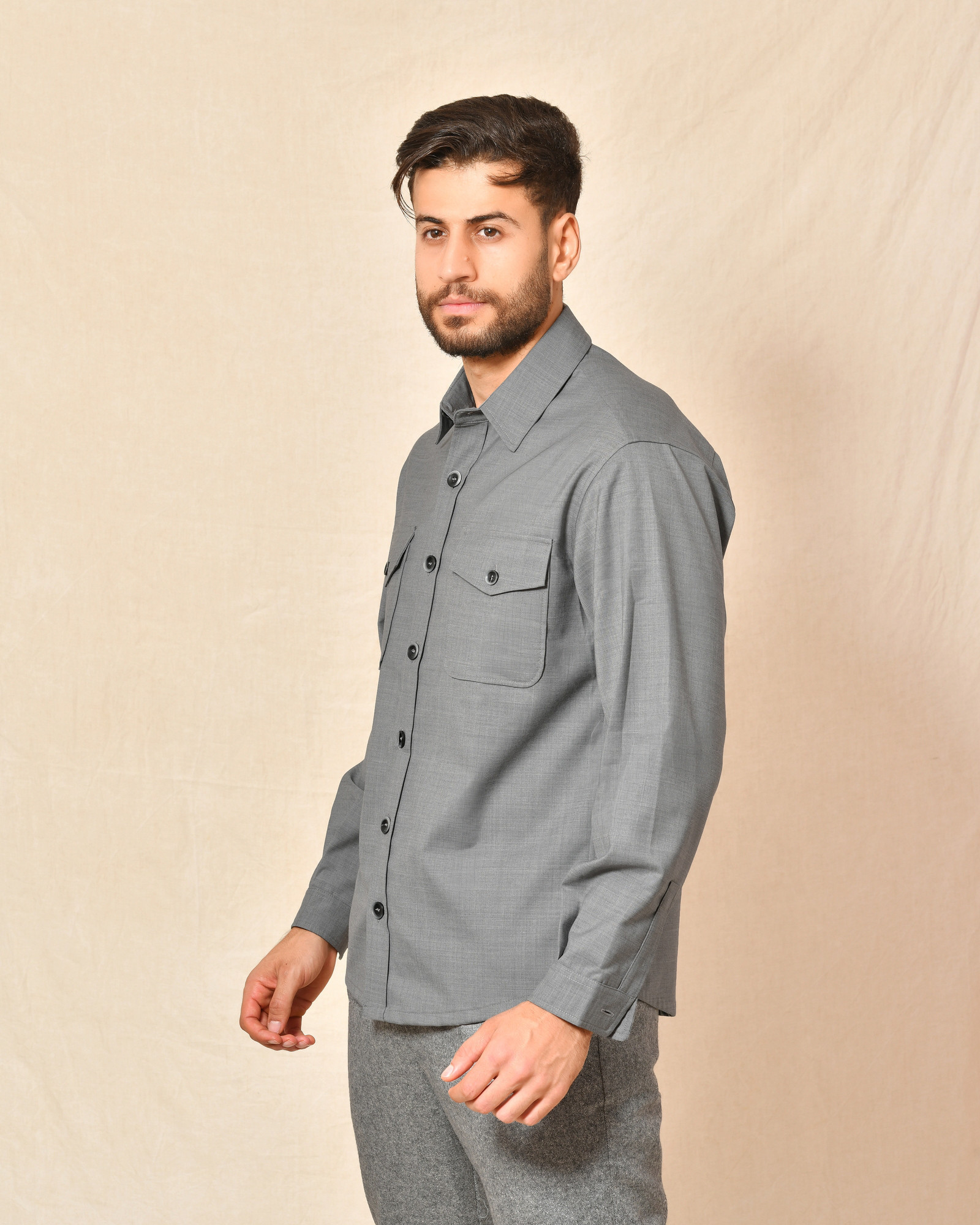 Chemise en laine grise Cruna