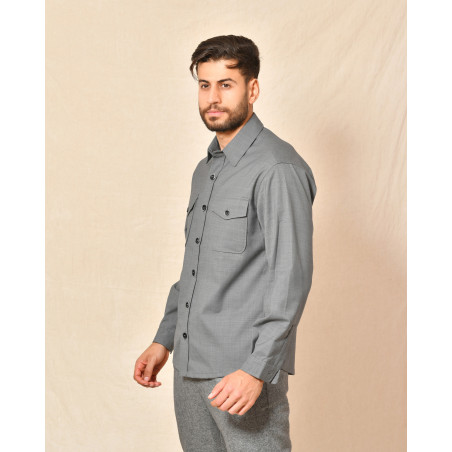 Chemise en laine grise Cruna