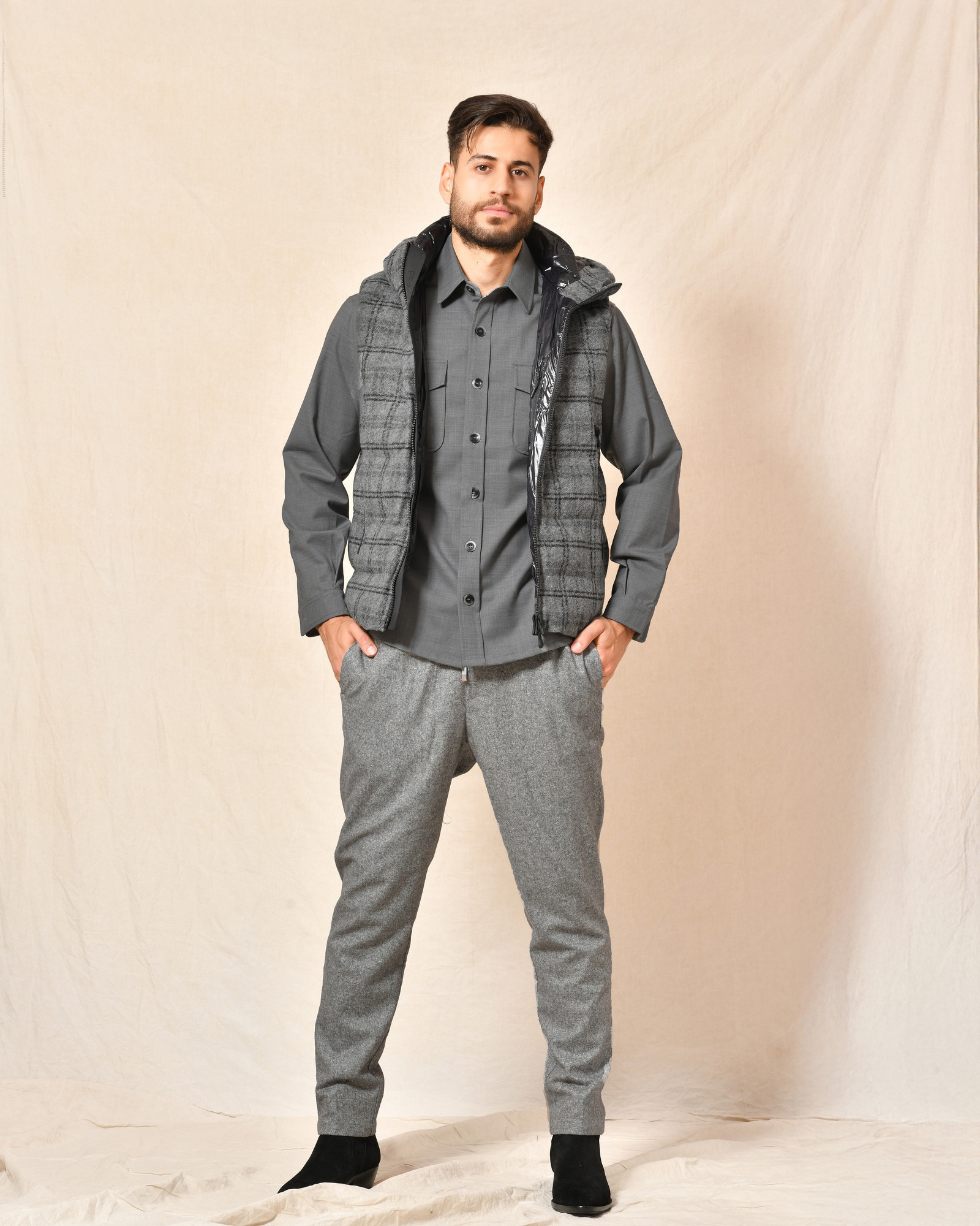 Chemise en laine grise Cruna