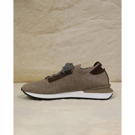Sneackers en maille respirante taupe Peserico