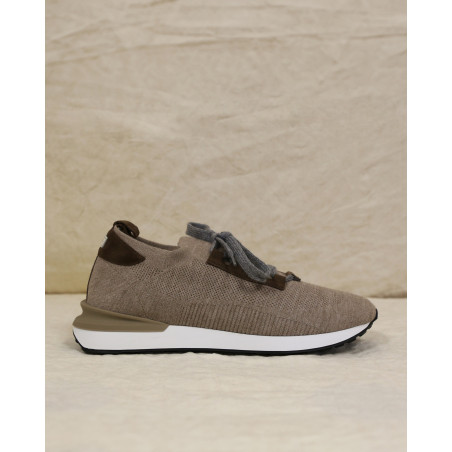Sneackers en maille respirante taupe Peserico