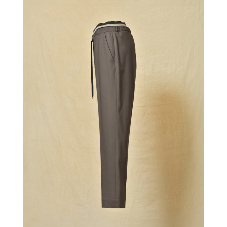 Pantalon souple en laine taupe Lorena Antoniazzi