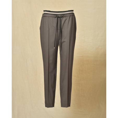 Pantalon souple en laine taupe Lorena Antoniazzi
