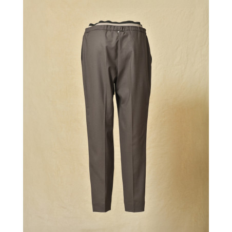 Pantalon souple en laine taupe Lorena Antoniazzi