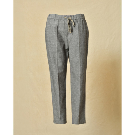 Pantalon en coton et lin gris Lorena Antoniazzi