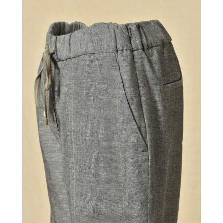 Pantalon en coton et lin gris Lorena Antoniazzi