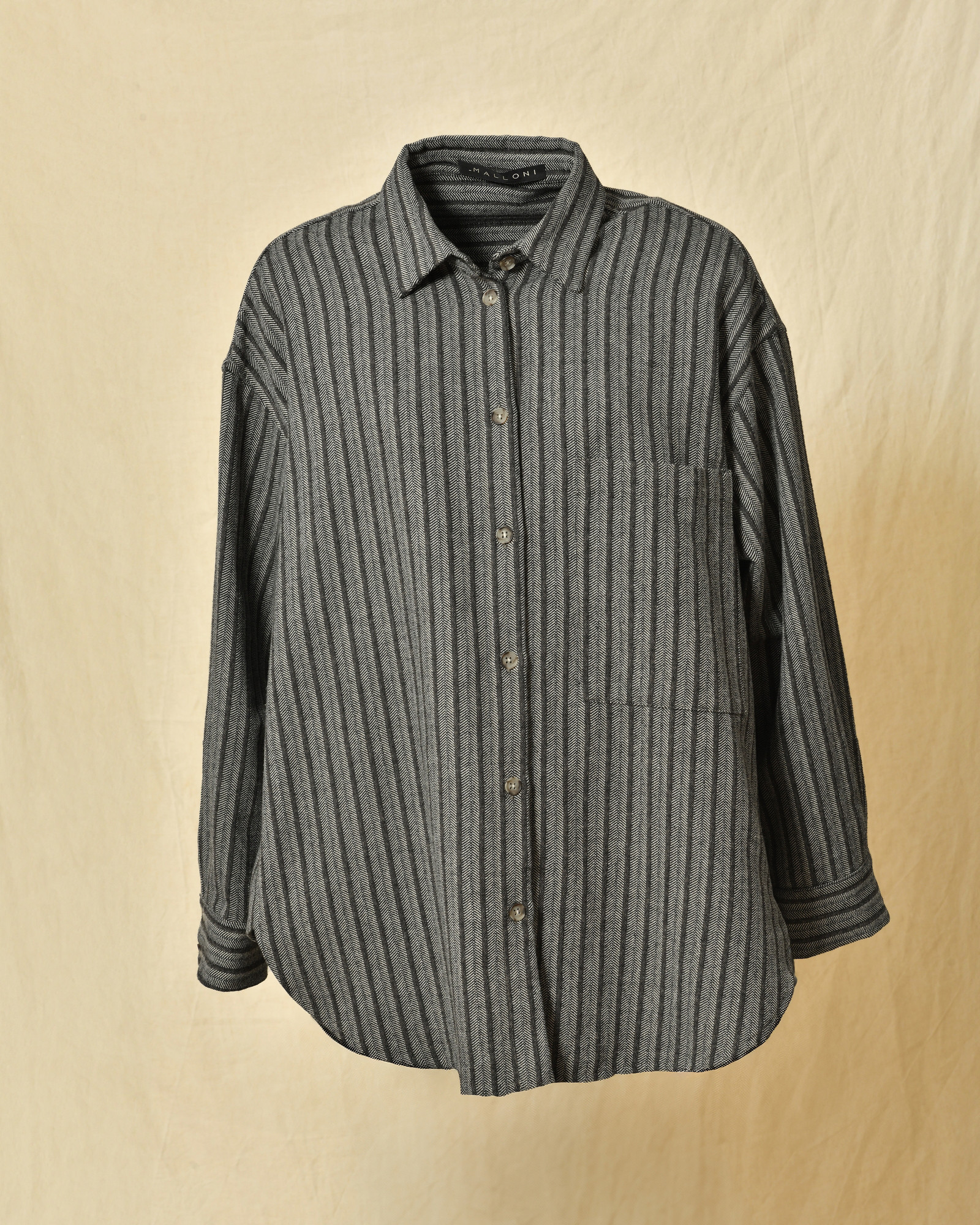 Chemise en coton taupe à rayures Malloni