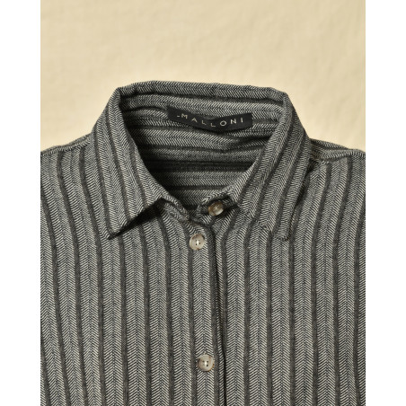 Chemise en coton taupe à rayures Malloni