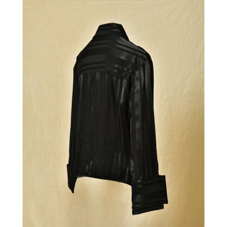 Chemise en viscose noir à rayures Malloni