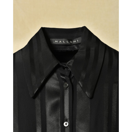 Chemise en viscose noir à rayures Malloni